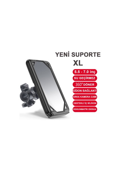 Suporte Xl Motosiklet Bisiklet Telefon Tutucu Su Geçirmez 5.5-7.0 Inç Arası Gidon Bağlantılı