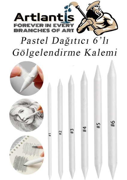 Pastel Dağıtıcı Gölgelendirme Kalemi 6 Adet