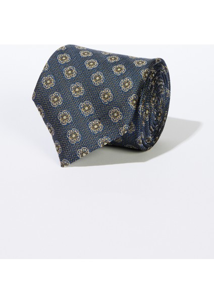 ALTINYILDIZ CLASSICS Erkek Lacivert-Sarı Desenli Kravat
