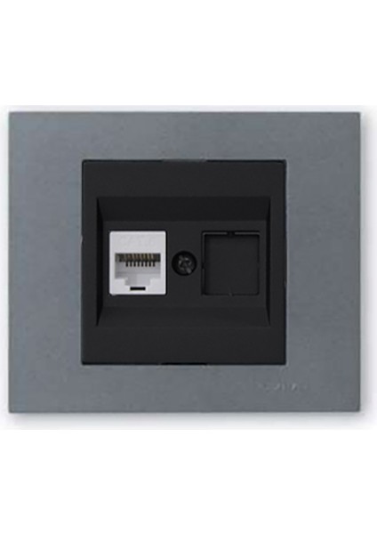 Grano Metalik Cat6 RJ45 Prizi Siyah + Füme Çerçeve