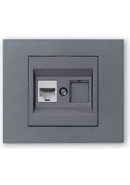 Grano Metalik Cat6 RJ45 Prizi Füme + Füme Çerçeve