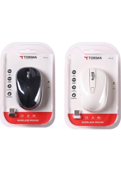 Tm-11 Ergonomik Kablosuz Beyaz Optik Mouse