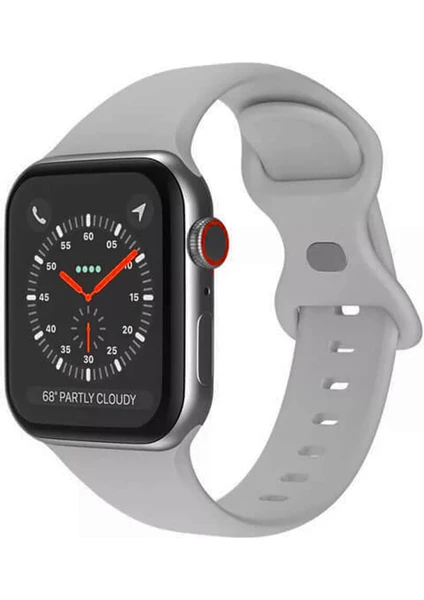 Apple Watch 1, 2, 3, 4, 5, 6, 7, 8, Se Silikon Kordon Kayış - M-L Beden 42/44/45MM - Gri