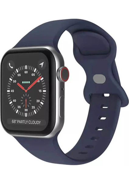 Apple Watch 1, 2, 3, 4, 5, 6, 7, 8, Se Silikon Kordon Kayış - M-L Beden 42/44/45MM - Lacivert