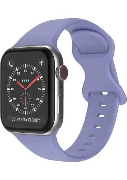 Apple Watch 1, 2, 3, 4, 5, 6, 7, 8, Se Silikon Kordon Kayış - M-L Beden 42/44/45MM - Leylak