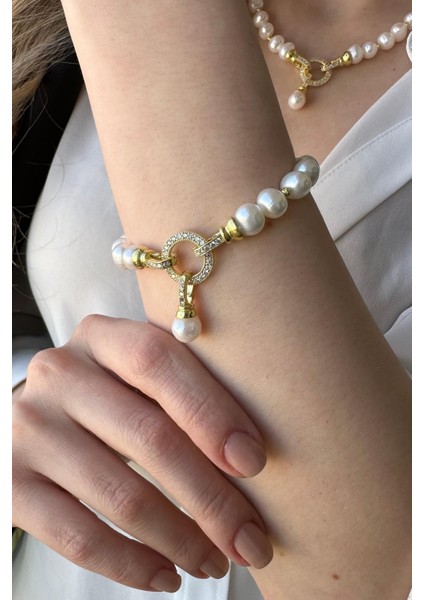 925 Ayar Gümüş Kadın Halka Kilitli Dorikalı Inci Bileklik fiyatları