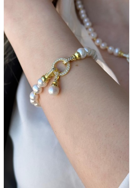 925 Ayar Gümüş Kadın Halka Kilitli Dorikalı Inci Bileklik modelleri