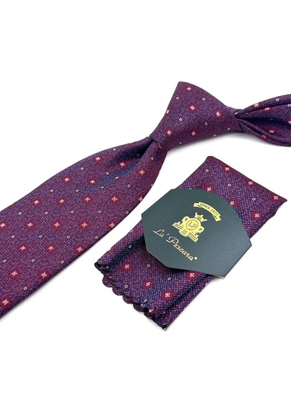 Bordo Küçük Desen Mendilli Klasik Kravat KK11893 fiyatları