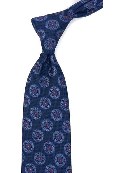 Lacivert Puantiye Desen Mendilli Klasik Kravat KK11811