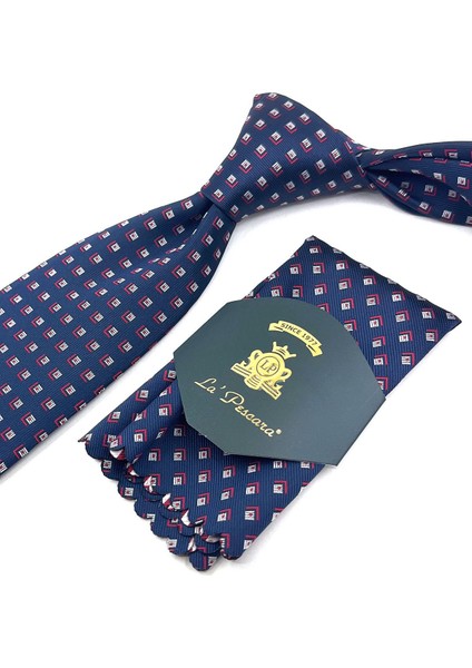 Lacivert Küçük Desen Mendilli Klasik Kravat KK11847 fiyatları