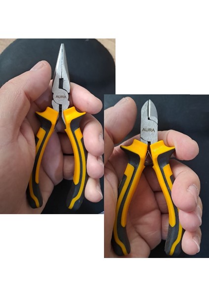 Diagonal Yaylı Çelik Mini Gargaburun Pense Yan Keski 2 Parça Set