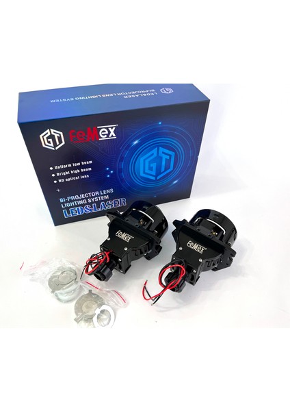 Vidalı Bi-Led Far Içi LED Mercek 3 Inc Vidalı Somunlu Kısa Uzun Birlikte