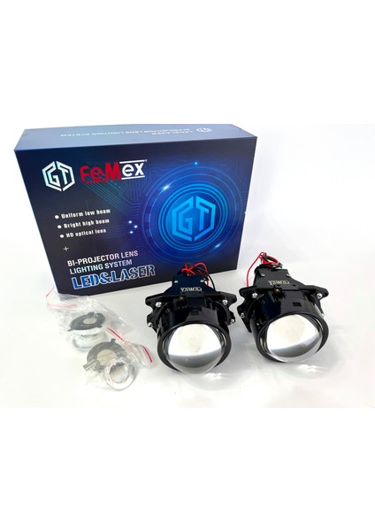 Vidalı Bi-Led Far Içi LED Mercek 3 Inc Vidalı Somunlu Kısa Uzun Birlikte