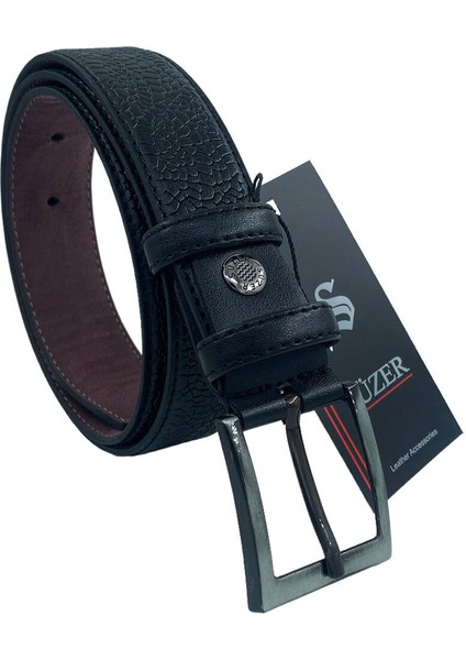 3 cm Klasik Suni Deri Damar Desenli Erkek Çocuk Kemeri Siyah fiyatları
