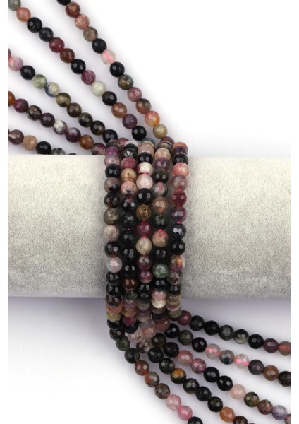 Turmalin Doğal Taş Dizi 6 mm Fasetli Küre Kesim