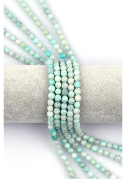 Amazonit Doğal Taş Dizi 6 mm Fasetli Küre Kesim