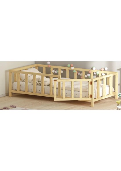 Kapılı Unisex Montessori Bebek ve Çocuk Karyolası Doğal Ahşap Yatak fiyatları