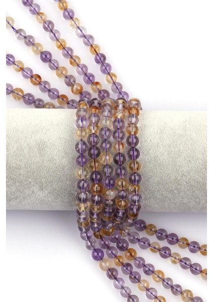 Ametist - Sitrin Doğal Taş Dizi 6 mm Küre Kesim