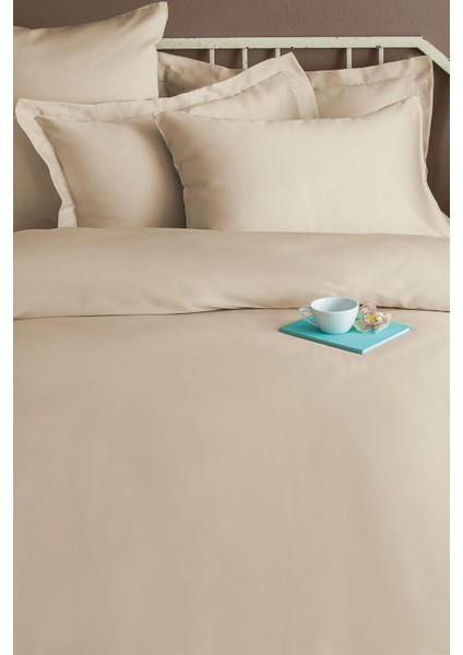 Simply Orchid Beige Çift Kişilik %100 Pamuk Saten Nevresim Takımı