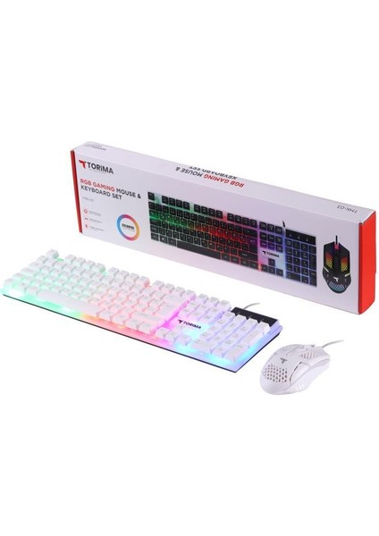 Tmk-03 Gaming Rgb Işıklı Kablolu Q Klavye ve Mouse Seti Beyaz