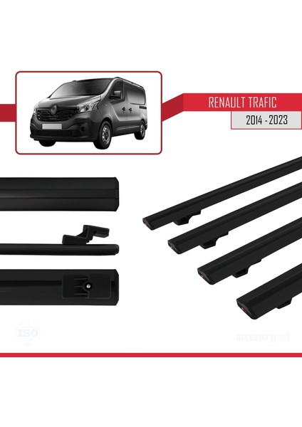 Renault Trafic 2014 ve Sonrası ile Uyumlu Basıc Model Ara Atkı Tavan Barı Siyah 4 Adet