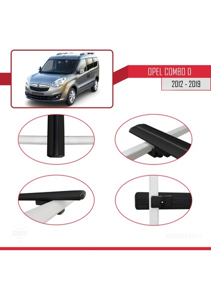 Opel Combo (D) 2012-2018 Arası ile Uyumlu Basıc Model Ara Atkı Tavan Barı Siyah 4 Adet
