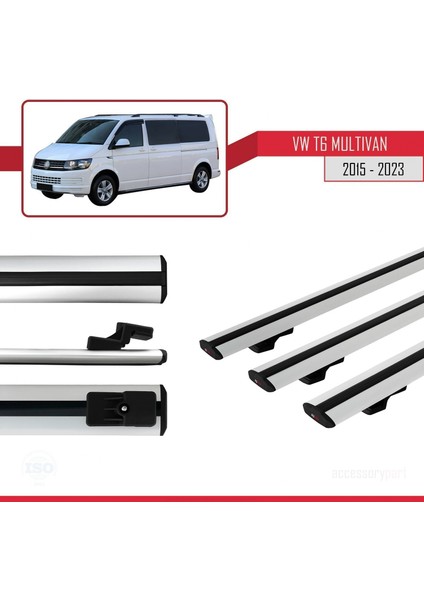 Volkswagen Multivan (T6) 2015 ve Sonrası ile Uyumlu Basıc Model Ara Atkı Tavan Barı Gri 3 Adet