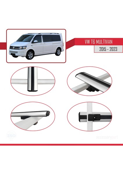 Volkswagen Multivan (T6) 2015 ve Sonrası ile Uyumlu Basıc Model Ara Atkı Tavan Barı Gri 3 Adet