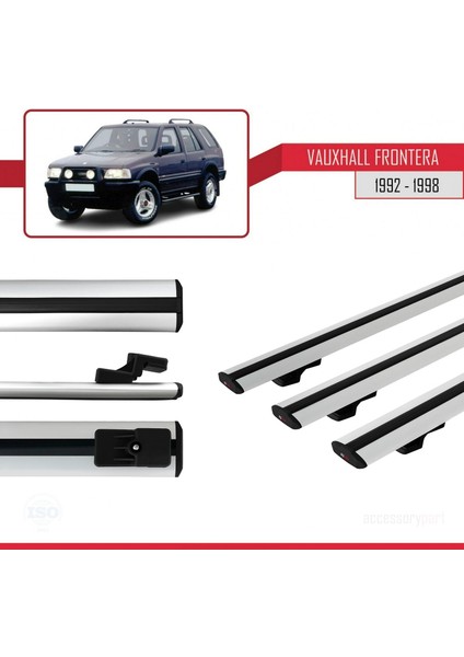 Vauxhall Frontera 1992-1998 Arası ile Uyumlu Basıc Model Ara Atkı Tavan Barı Gri 3 Adet