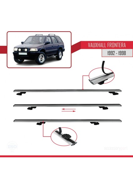 Vauxhall Frontera 1992-1998 Arası ile Uyumlu Basıc Model Ara Atkı Tavan Barı Gri 3 Adet
