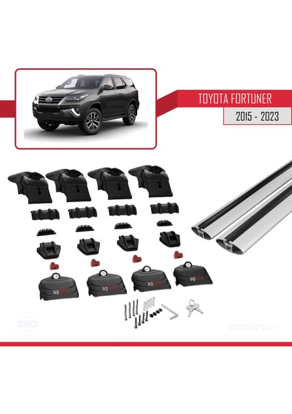 Toyota Fortuner (AN160) 2015 ve Sonrası ile Uyumlu Ace-2 Ara Atkı Tavan Barı Gri indirimleri