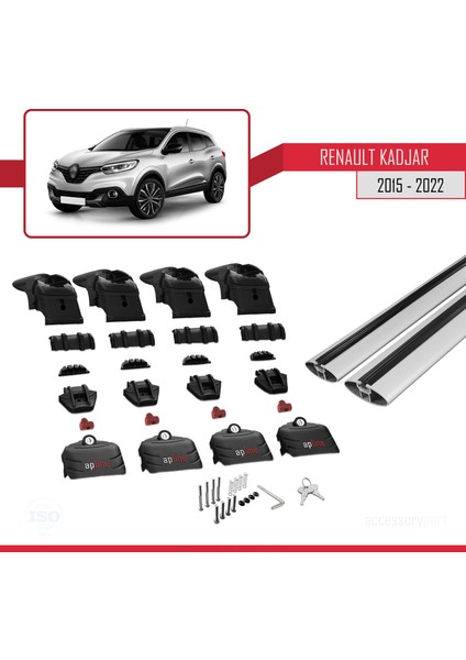 Renault Kadjar 2015-2022 Arası ile Uyumlu Ace-2 Ara Atkı Tavan Barı Gri