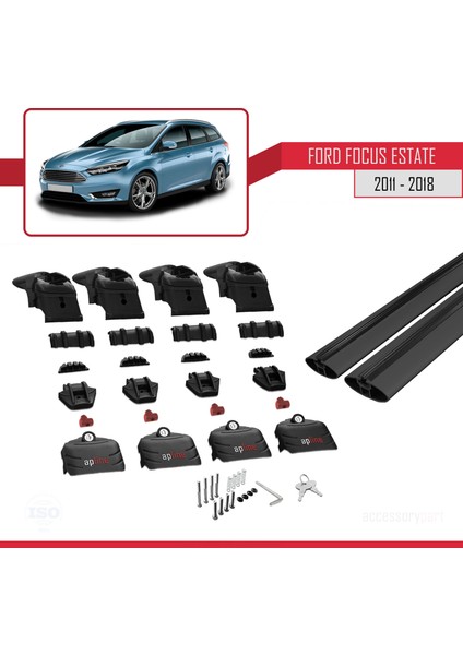 Ford Focus Estate (C346) 2011-2018 Arası ile Uyumlu Ace-2 Ara Atkı Tavan Barı Siyah indirimleri