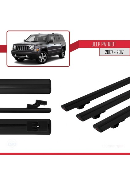 Jeep Patriot 2007-2017 Arası ile Uyumlu Basıc Model Ara Atkı Tavan Barı Siyah 3 Adet