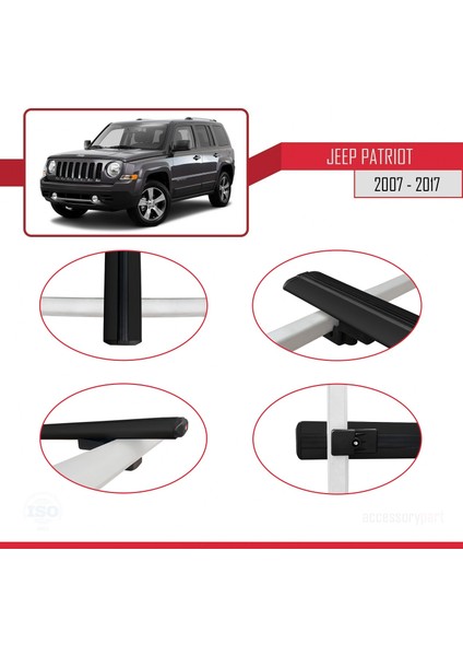 Jeep Patriot 2007-2017 Arası ile Uyumlu Basıc Model Ara Atkı Tavan Barı Siyah 3 Adet