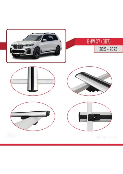 Bmw X7 (G07) 2019 ve Sonrası ile Uyumlu Basıc Model Ara Atkı Tavan Barı Gri 3 Adet fırsatları