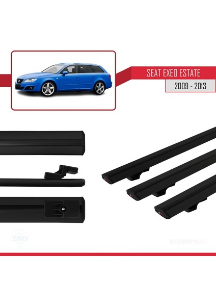 Seat Exeo 3r9 2009-2013 Arası ile Uyumlu Basıc Model Ara Atkı Tavan Barı Siyah 3 Adet modelleri