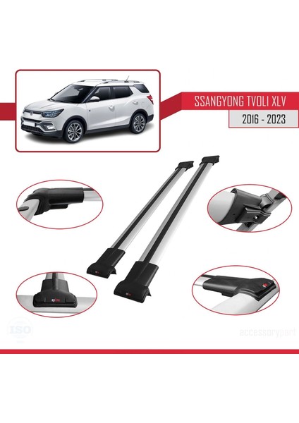 Ssangyong Tivoli Xlv 2016 ve Sonrası ile Uyumlu Fly Model Ara Atkı Tavan Barı Gri