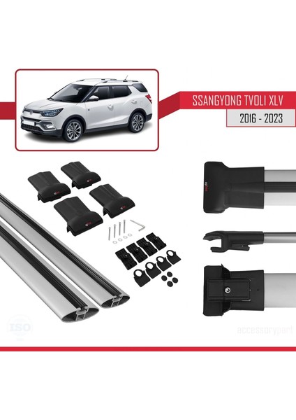 Ssangyong Tivoli Xlv 2016 ve Sonrası ile Uyumlu Fly Model Ara Atkı Tavan Barı Gri