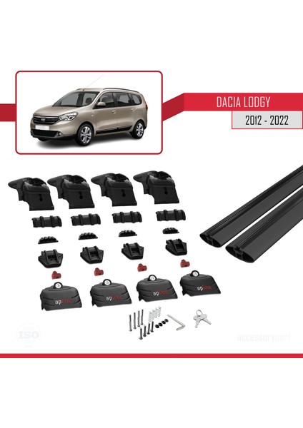 Dacia Lodgy 2012-2022 Arası ile Uyumlu Ace-2 Ara Atkı Tavan Barı Siyah indirimleri