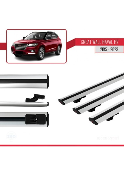 Great Wall Haval H2 2015 ve Sonrası ile Uyumlu Basıc Model Ara Atkı Tavan Barı Gri 3 Adet modelleri