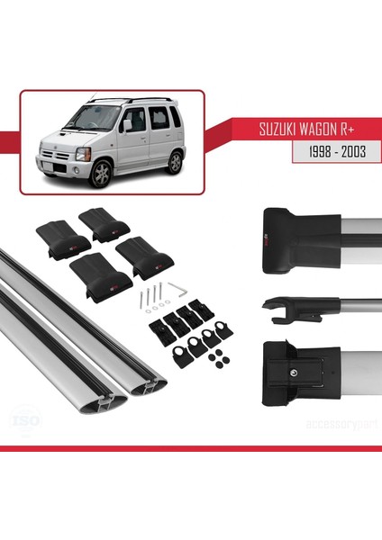 Suzuki Wagon R+ 1998-2003 Arası ile Uyumlu Fly Model Ara Atkı Tavan Barı Gri