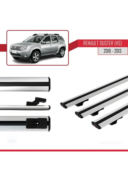 Renault Duster (Hs) 2010-2013 Arası ile Uyumlu Basıc Model Ara Atkı Tavan Barı Gri 3 Adet modelleri