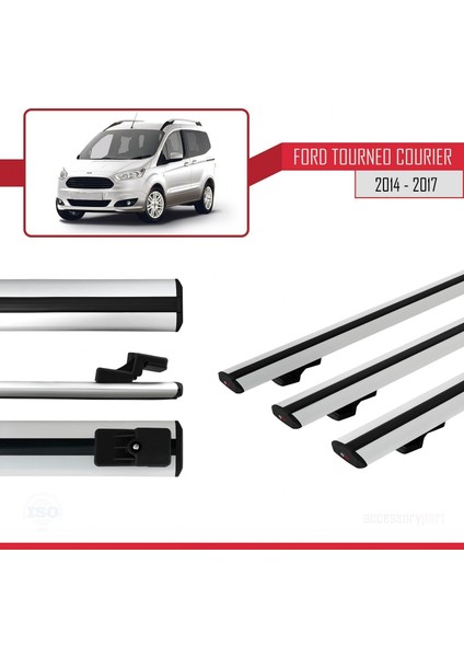 Ford Tourneo Courier 2014-2017 Arası ile Uyumlu Basıc Model Ara Atkı Tavan Barı Gri 3 Adet modelleri