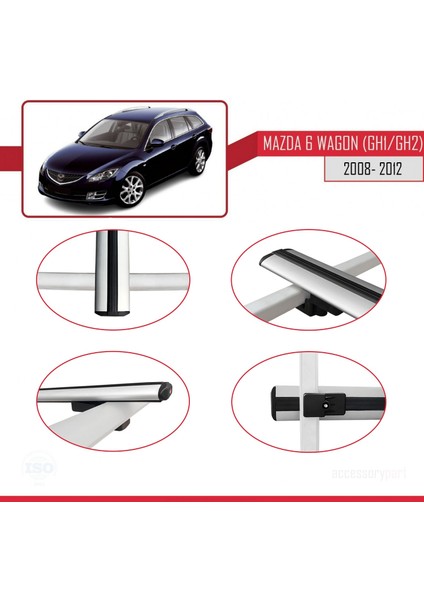 Mazda 6 Wagon (Gh1/gh2) 2008-2012 Arası ile Uyumlu Basıc Model Ara Atkı Tavan Barı Gri 3 Adet fırsatları