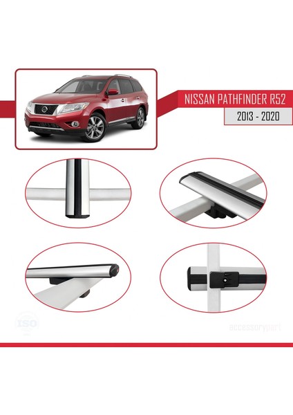 Nissan Pathfinder (R52) 2013-2020 Arası ile Uyumlu Basıc Model Ara Atkı Tavan Barı Gri 3 Adet fırsatları