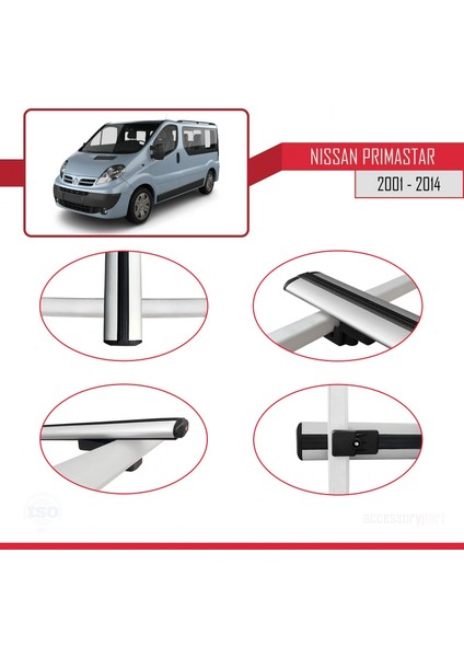 Nissan Primastar 2001-2014 Arası ile Uyumlu Basıc Model Ara Atkı Tavan Barı Gri 3 Adet