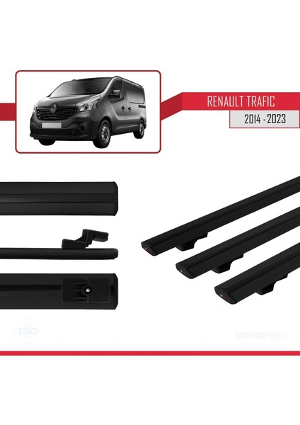 Renault Trafic 2014 ve Sonrası ile Uyumlu Basıc Model Ara Atkı Tavan Barı Siyah 3 Adet modelleri