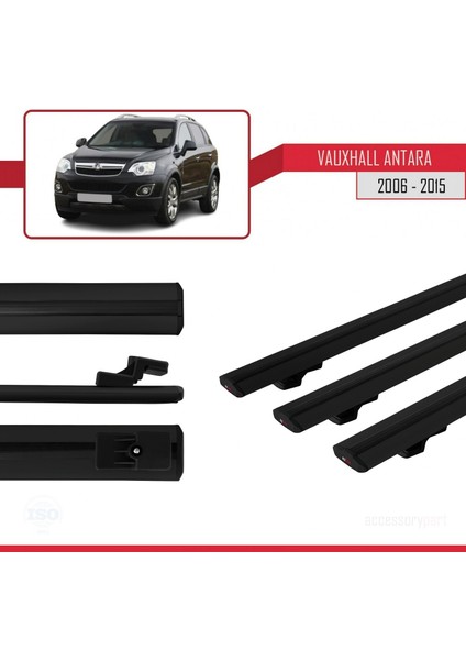 Vauxhall Antara 2006-2015 Arası ile Uyumlu Basıc Model Ara Atkı Tavan Barı Siyah 3 Adet