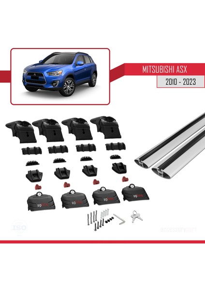 Mitsubishi Asx / Rvr (Mk3) 2010 ve Sonrası ile Uyumlu Ace-2 Ara Atkı Tavan Barı Gri